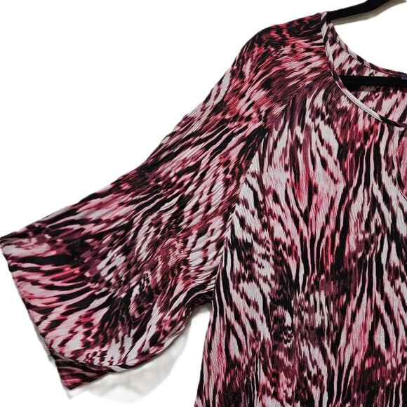 ROAMAN'S PINK BLACK WHITE PATTERN ¾ LENGTH SLEEVE BODICE KEYHOLE TUNIC  30W - Picture 3 of 4